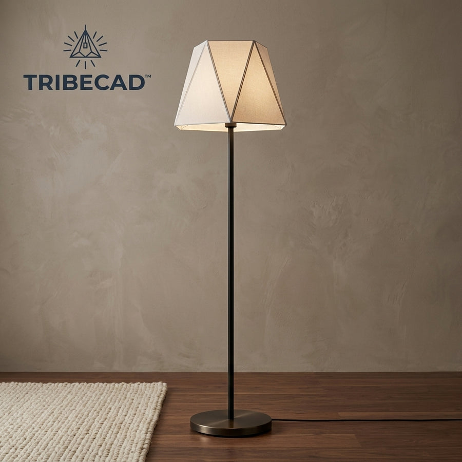 TRIBECAD™ Geometric Fabric Shade Floor Lamp — Decorative Standing Lamp for Cozy Indoor Spaces