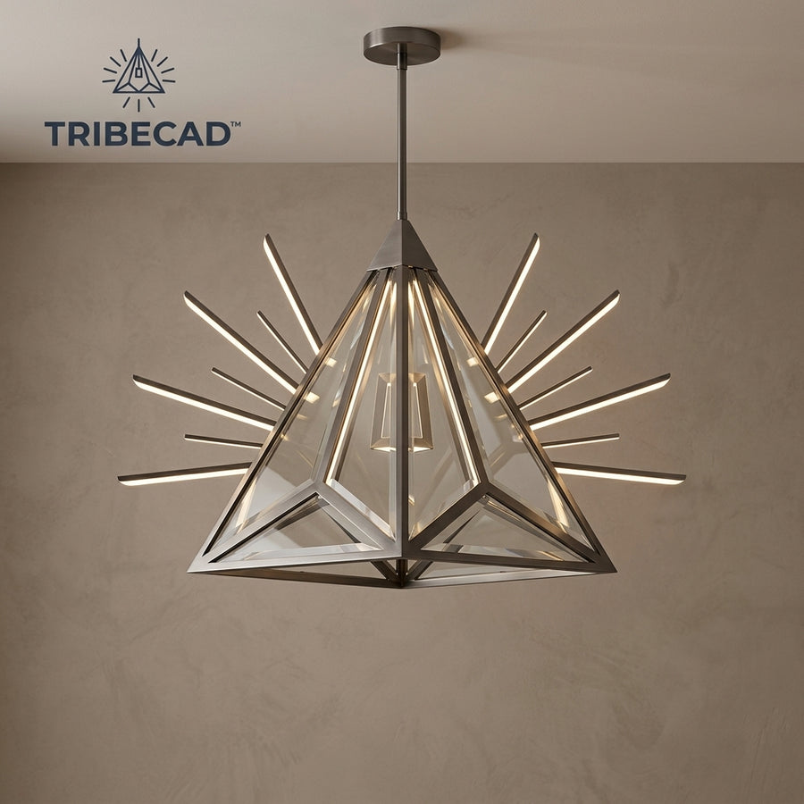 TRIBECAD™ Radiant Prism Pendant Light — Decorative Hanging Fixture for Indoor Feature Spaces