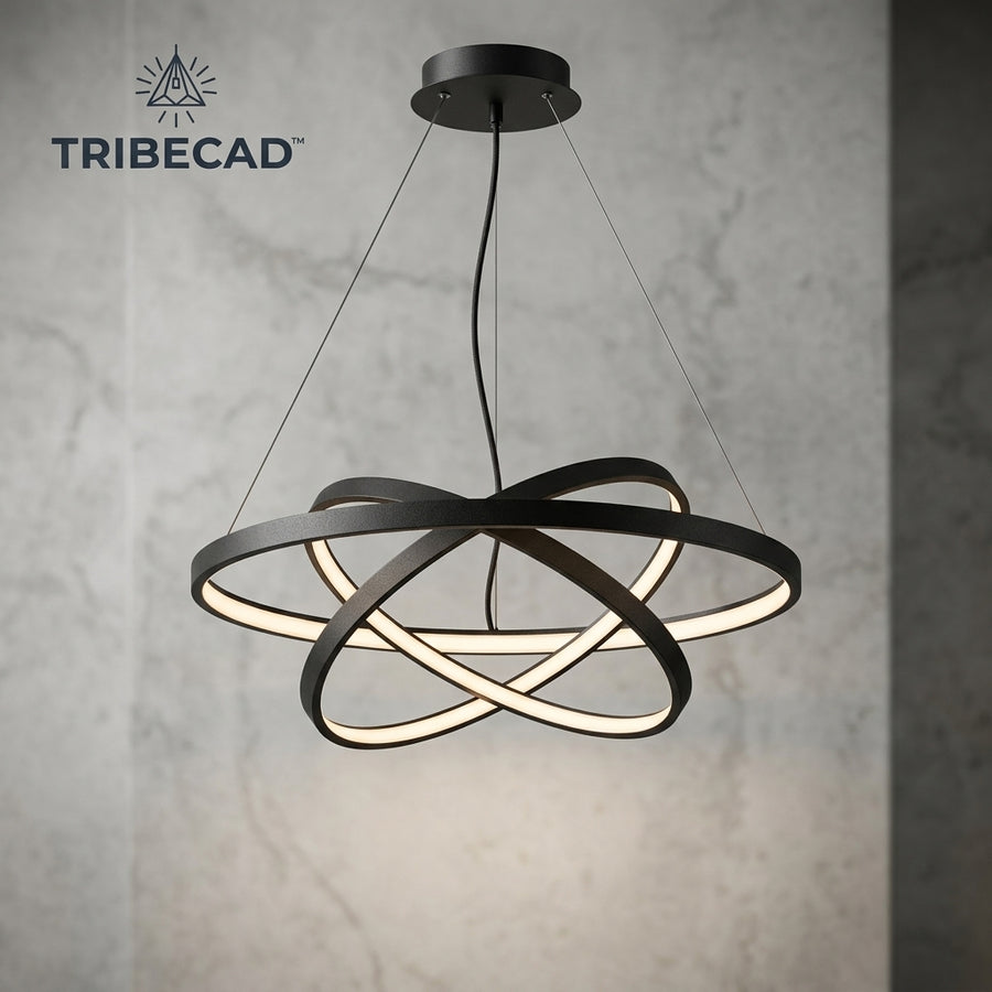 TRIBECAD™ OrbitLine Modern Ring Pendant — Suspended Ceiling Light for Dining & Living Areas